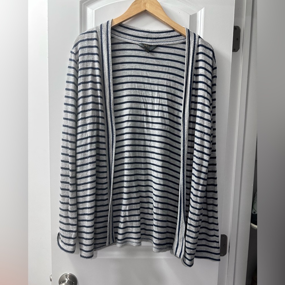Mix by 41 Hawthorn Navy and Gray Striped Cardigan Sweater Size Large